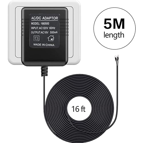 Miniatura 2 de Adaptador de timbre para anillo, transformador universal de 18 V compatible con múltiples tipos de timbre o termostato, 16 pies16.4 ft