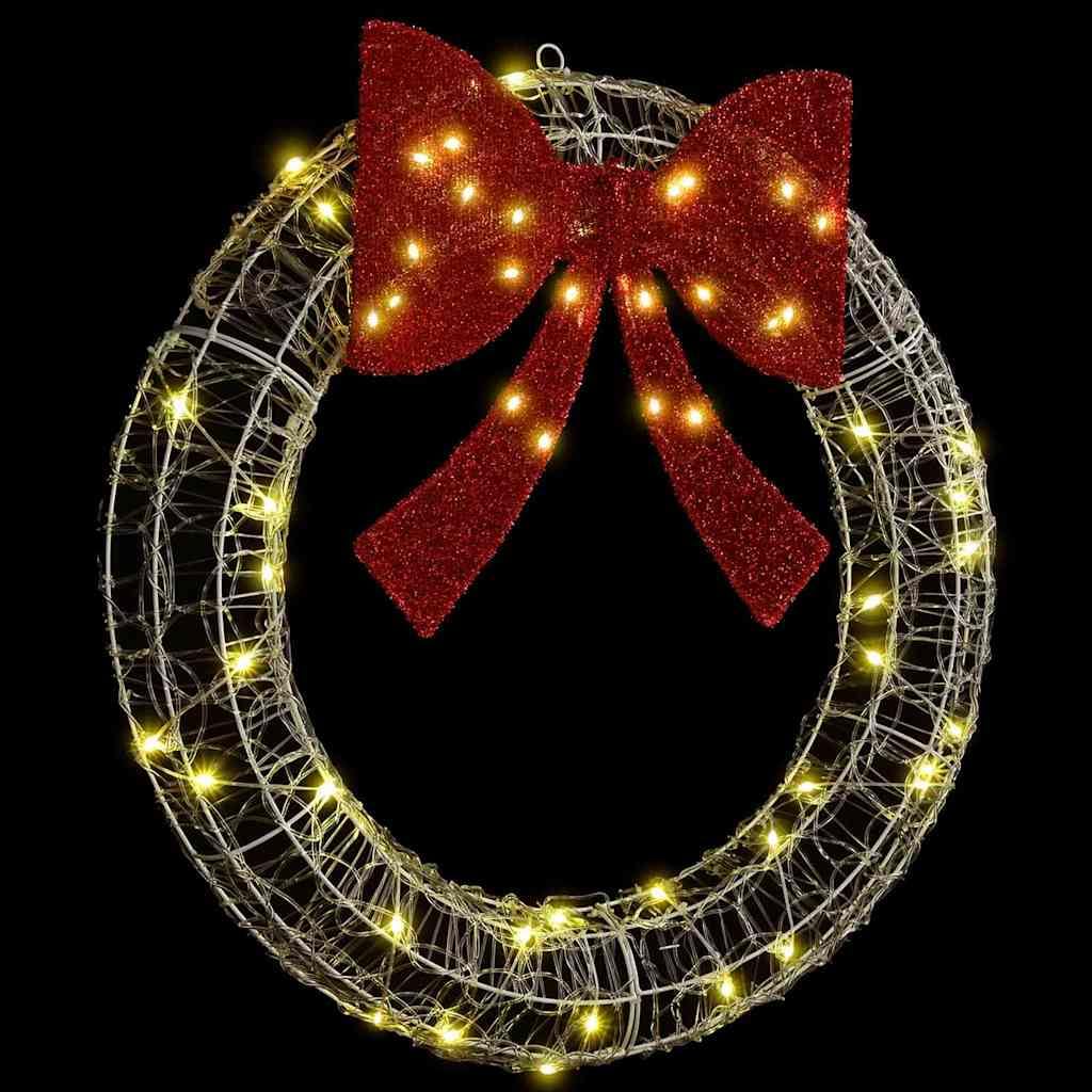 vidaXL Kranz mit 60 LEDs Warmweiß 76 x 76 x 8,5 cm Acryl, Moderne Weihnachtskranz, LED Türdeko, Festliche Dekoration, saisonale Girlande, hübsches Zuhause Display