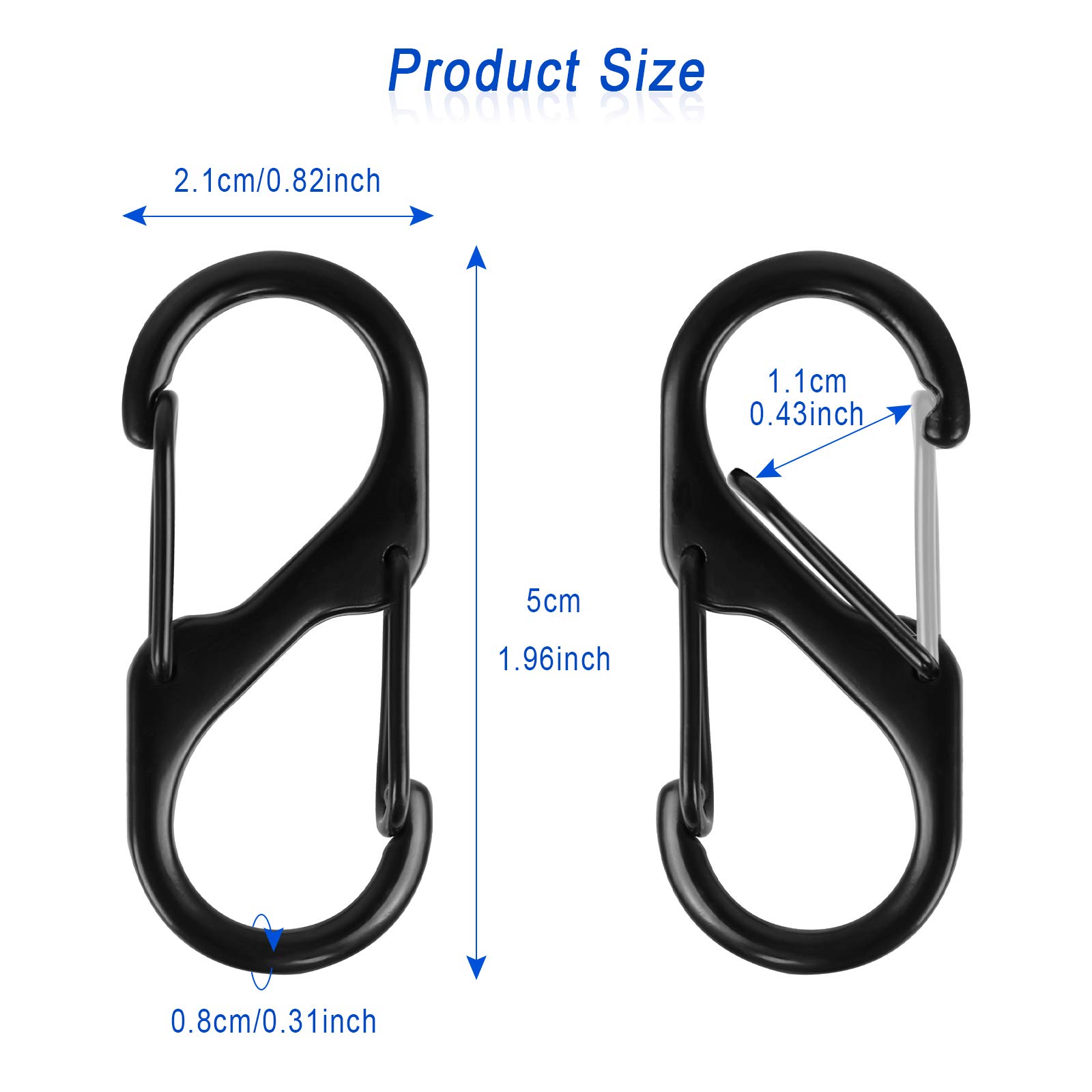 30 PCS S Shape Small Carabiner Dual Spring 2 Opening Carabiner