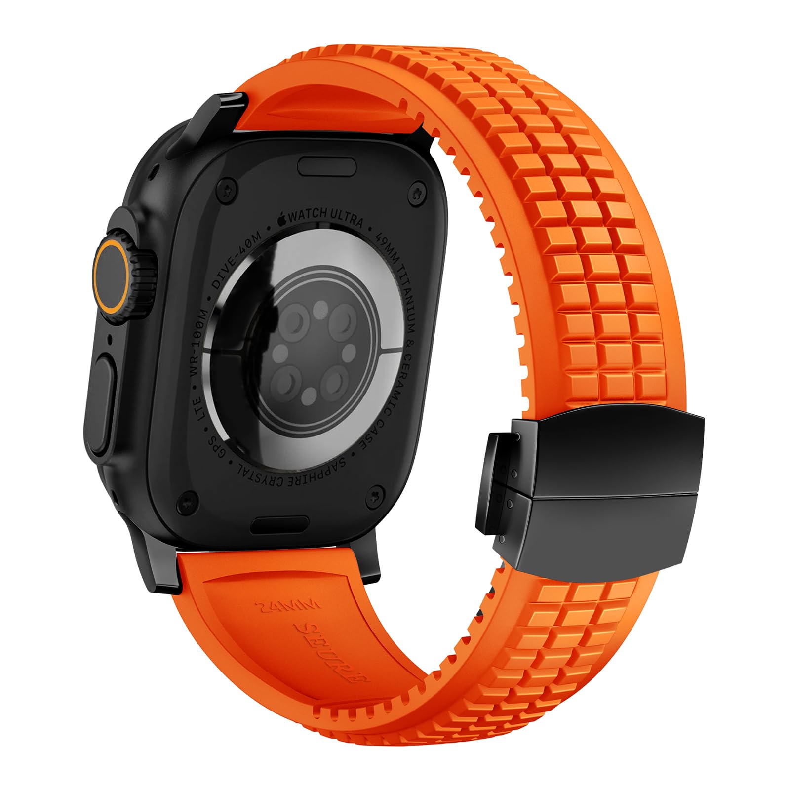 SEURE FKM pasek do zegarka Apple Watch Ultra 2/1, 49 mm, seria 10, 46 mm, seria 9/8/7, 45 mm, seria SE2/6/SE/5/4, 44 mm, seria 3/2/1, 42 mm, biznesowy, sportowy, fluorowany, zapasowy pasek dla