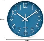 jomparis 10 Inch Cerulean Wall Clock Battery Operated Silent & Non-Ticking Wall Clock