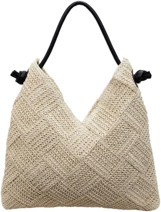 Straw Tote Bag for Women Large Woven Handbag Summer Beach Shoulder Bag Casual Vacation Braided Purse