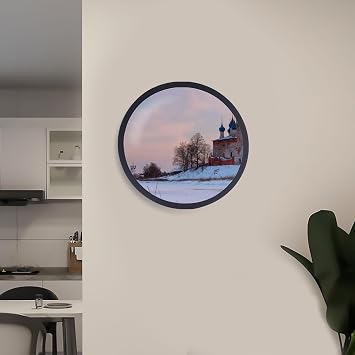 16-inch Round Photo Frame, Wall Mounted Fashion Picture Frame, Wall Decoration with Convenient Hook for Home, Bars, Office Decor, Wedding Gift