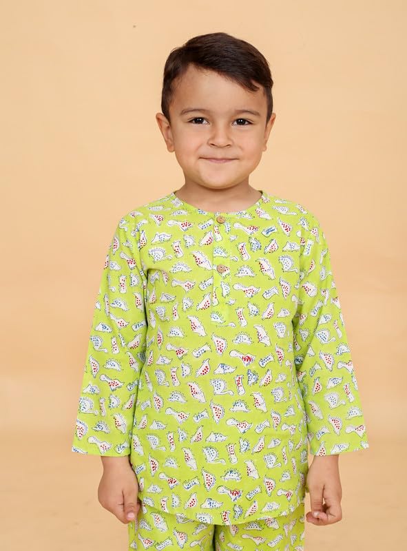 Image of Boys Cotton Night Suit | Jaipur Handblock Print Pajama Set for Kids | Boys Sleepwear | Kids Pajama Set | Baby & Toddler Sleep Suit | Combo Pack of 2