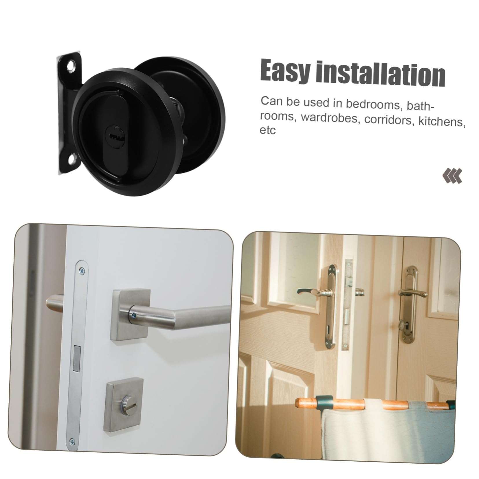 NUOBESTY Cerradura Diseño Invisible de Acero Inoxidable Redonda de Puerta de Bolsillo Instalación Rápida, para Dormitorio y Baño