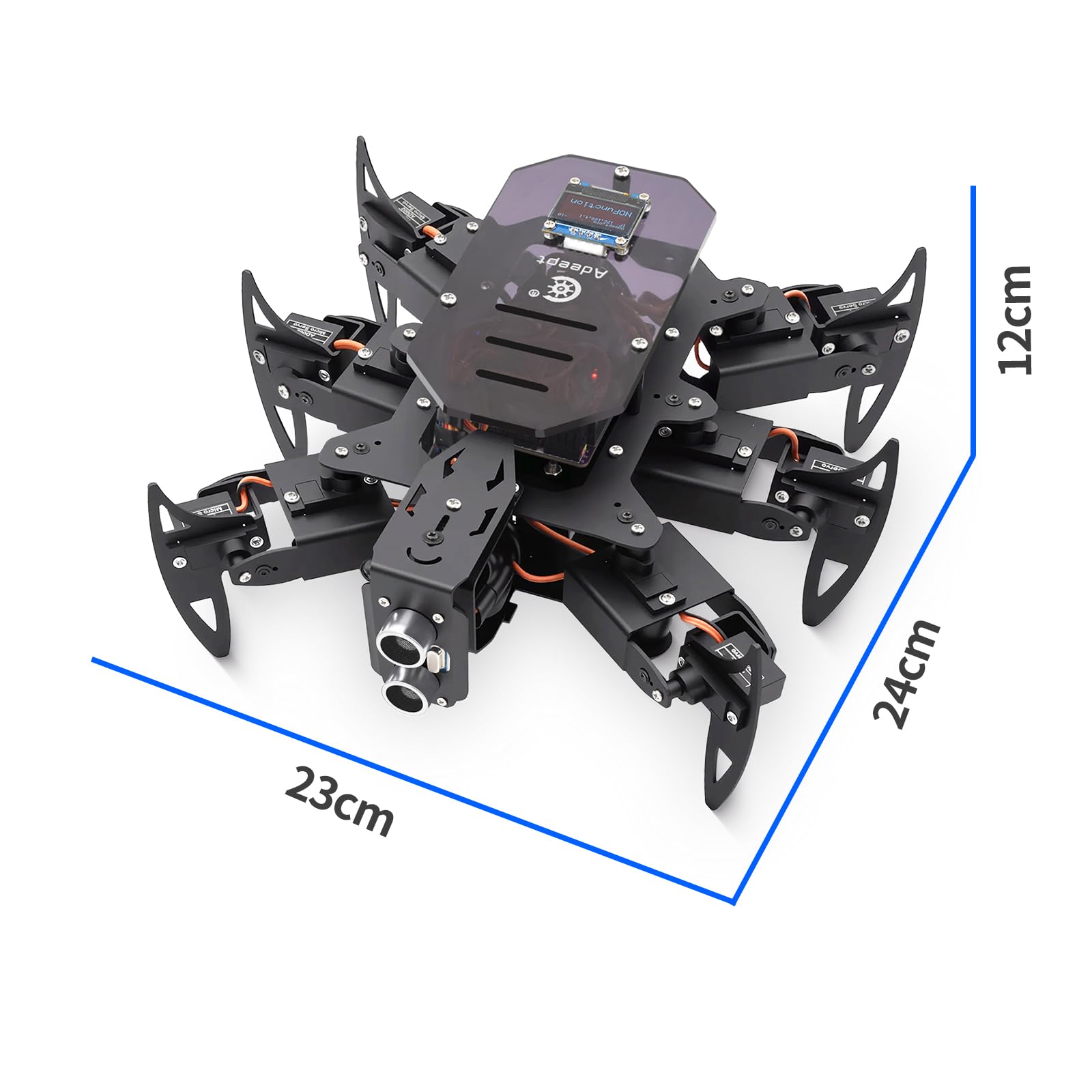 Adeept Hexapod Spider Robot Kit Compatible with Arduino, Spider Walking Crawling Robot, Programming Project STEAM Robotics Kit with OLED Display and Metal Body, PDF Manual