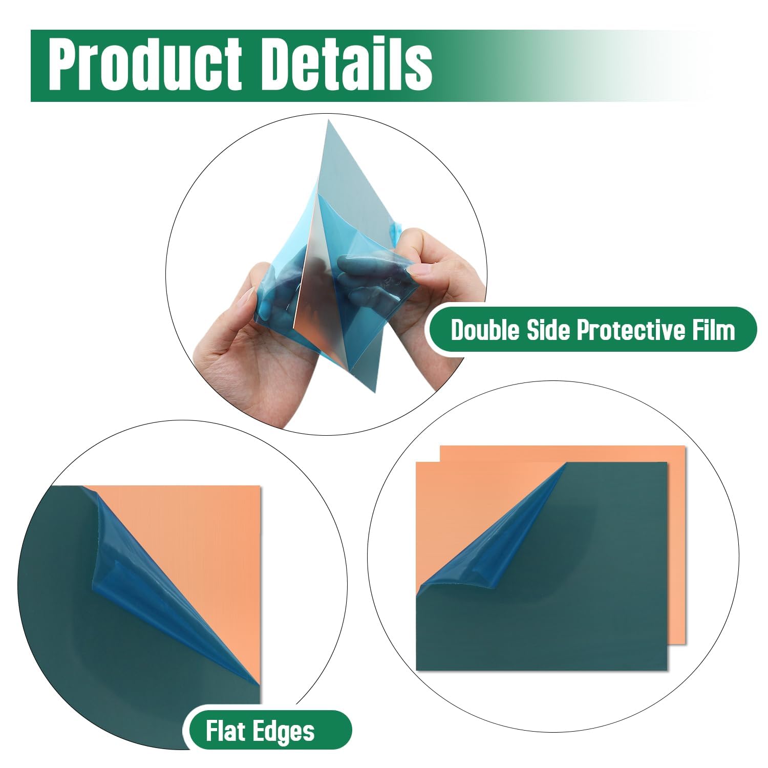 Lamiera di rame, 20,3 x 20,3 cm, spessore 0,5 mm, piastre in rame puro al 99,9% per fai da te, gioielli, elettrico, riparazione, industriale (confezione da 2)