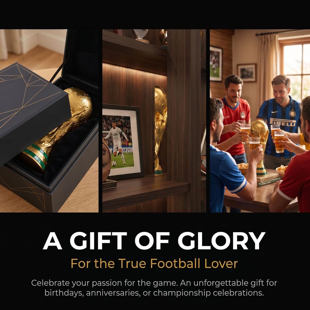 Réplique de Trophée Coupe du Monde de Football, Style Coupe Hercules, Prix Champion en Résine, Souvenir de Collection pour Fans, Bureau Bar Vitrine