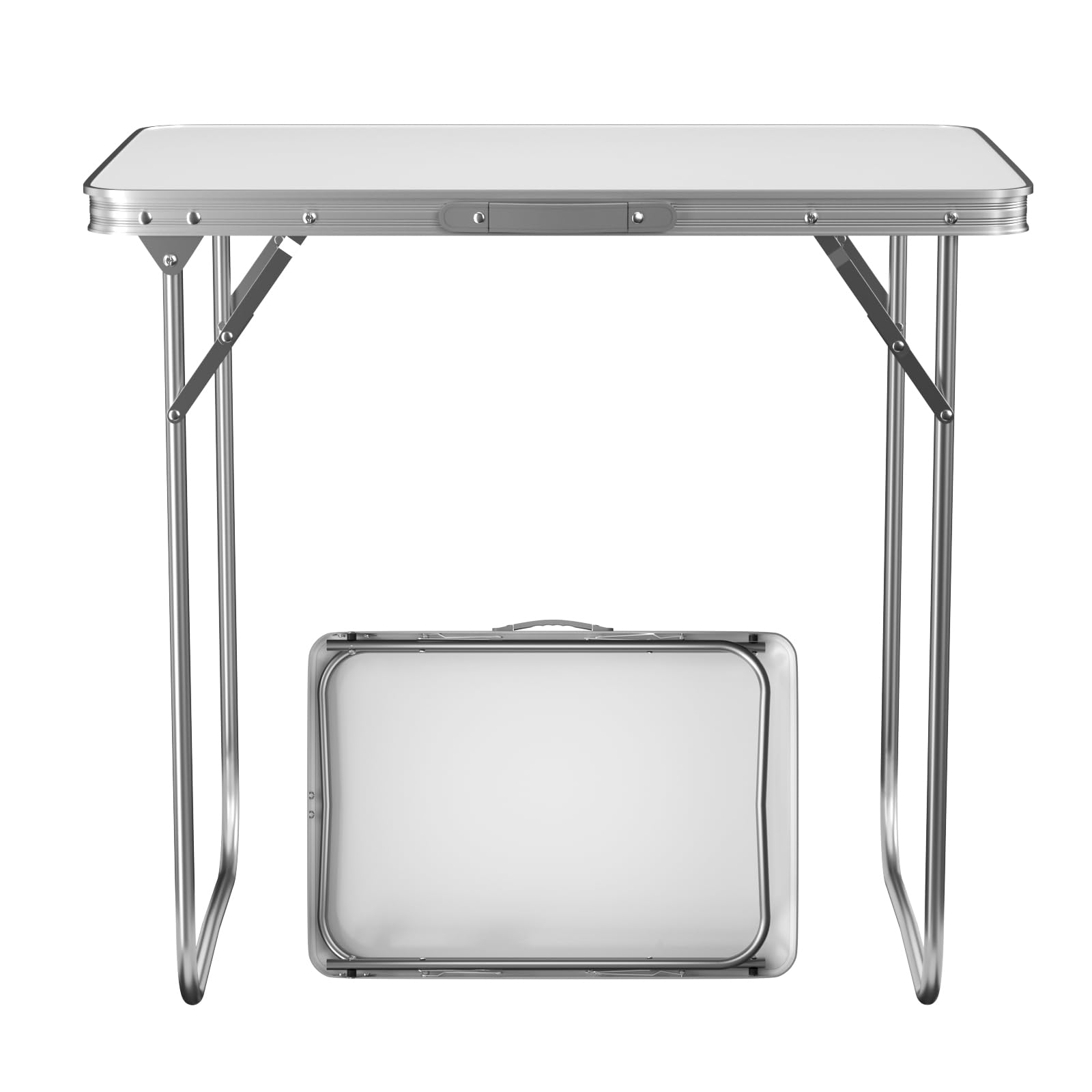 Lekki przenośny składany stół - idealny na kempingowe grille i imprezy - do użytku wewnątrz i na zewnątrz - kompaktowy biały stół ogrodowy 80 x 60 x 69 cm po rozłożeniu