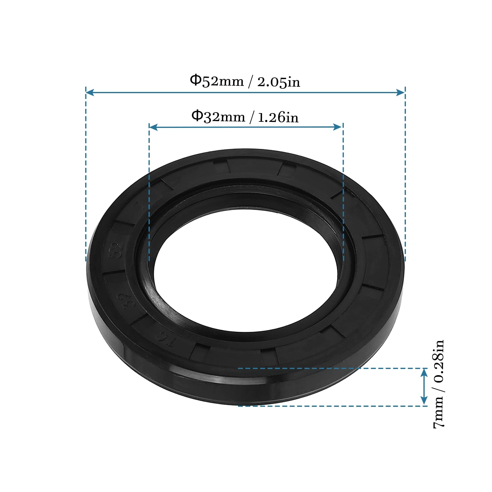 QUARKZMAN TC Olio Sigillo x Gomma Doppio Labbro 32 x 52 x 7mm per Moto Alberi Motore Pompe Idrauliche Nero