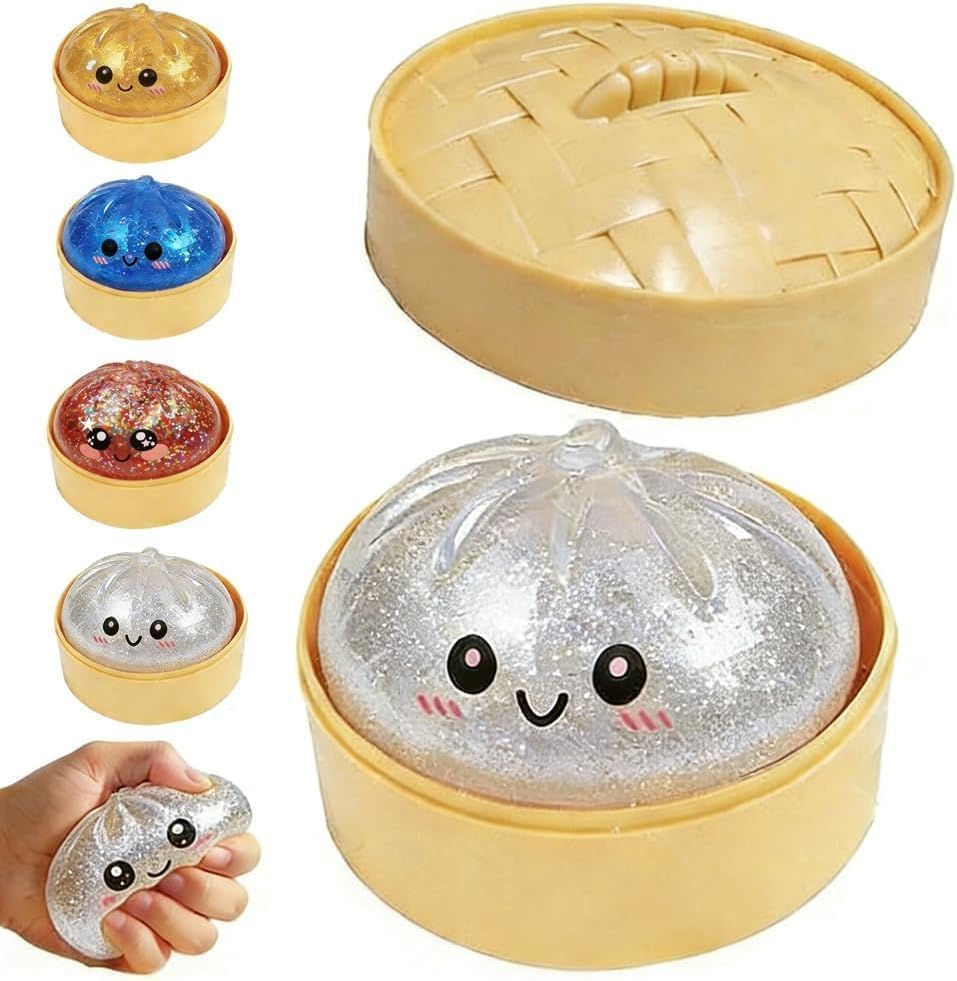 Glitter Dumpling Squishy, 2026 New Dumpling Squishy Mystery Box - 10 Colors Random Mystery Gift Box, More Surprises (White)