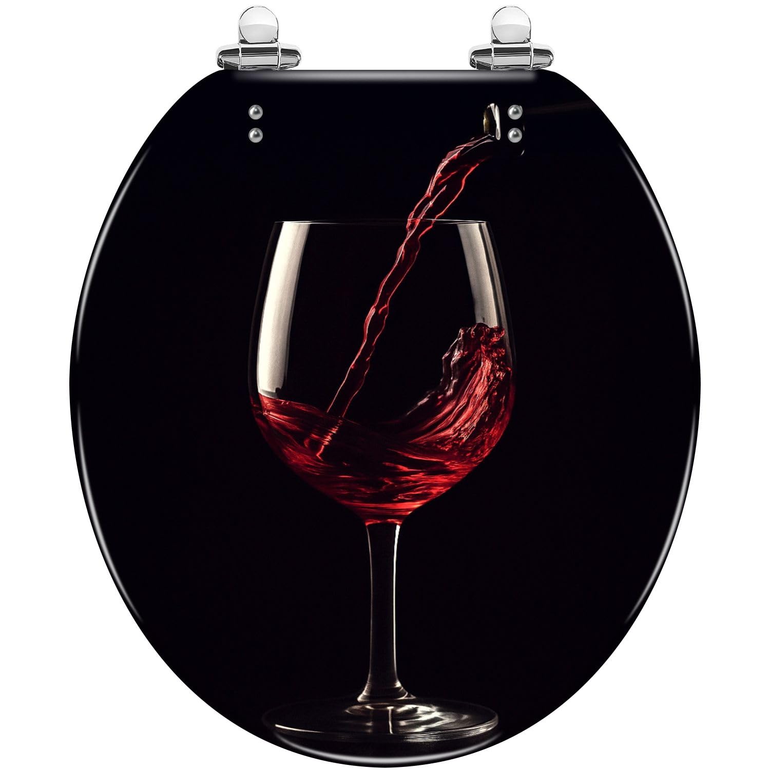 Abattant de toilette noir en résine avec motif verre de vin pour WC standard
