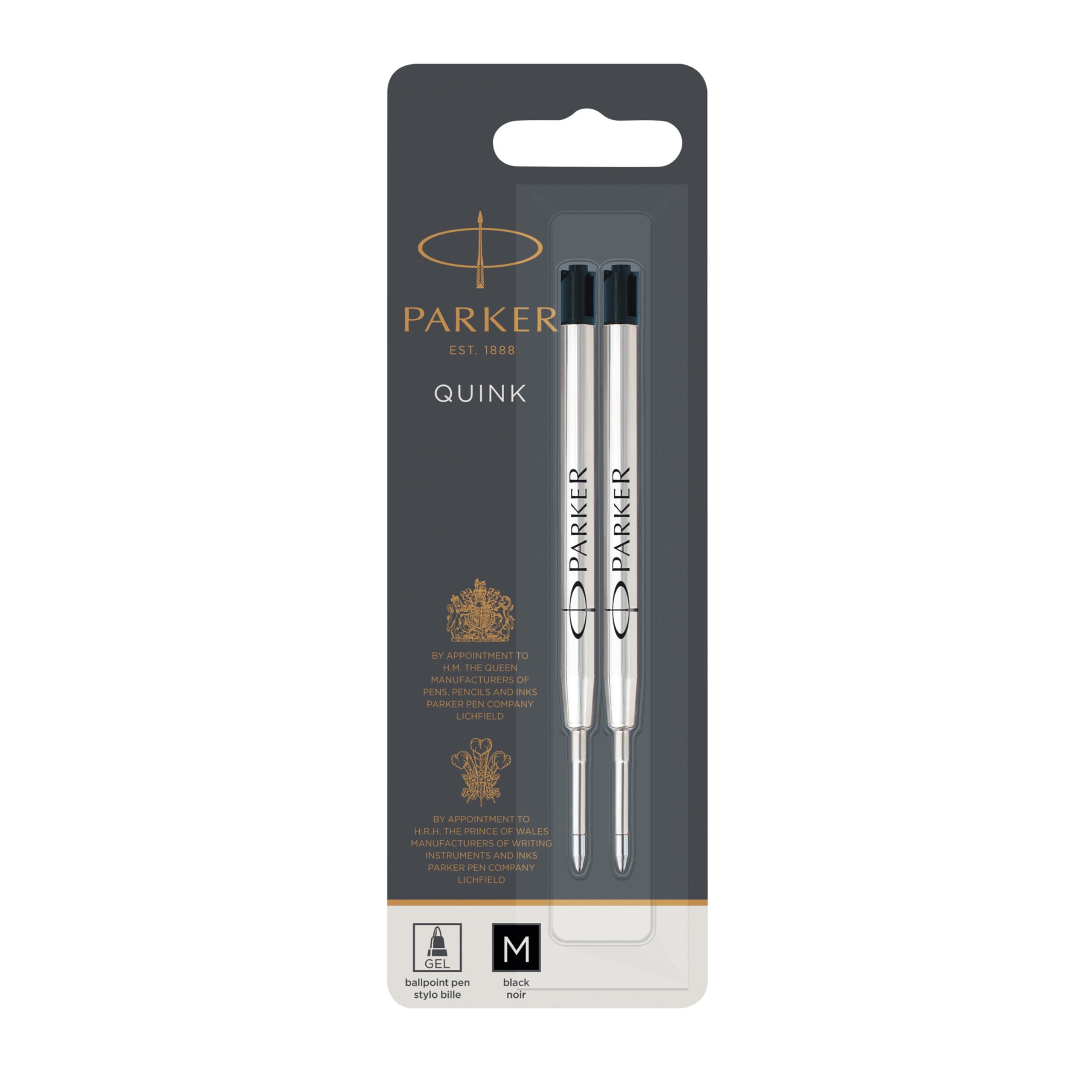 Parker Gel Pen Refills | Medium Tip (0.7mm) | Black QUINK Ink | 2 Count