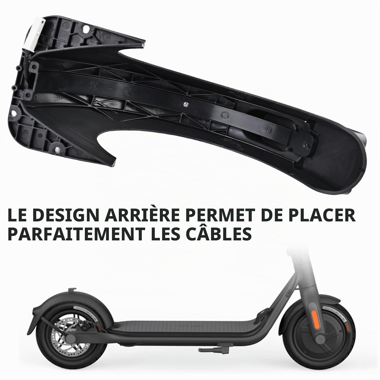 Garde-boue arrière et arrière LED pour Segway Ninebot Max G30 G30D Fender Taillight Garde-boue arrière avec crochet, feu arrière (noir)