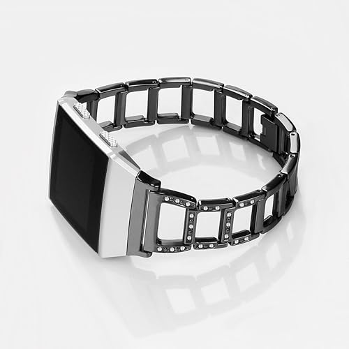 Fitbit Ionic Band - Correa de repuesto de acero inoxidable con cierre plegable para Fitbit Ionic Smart Watch Band para mujeres y hombres (A-negro)