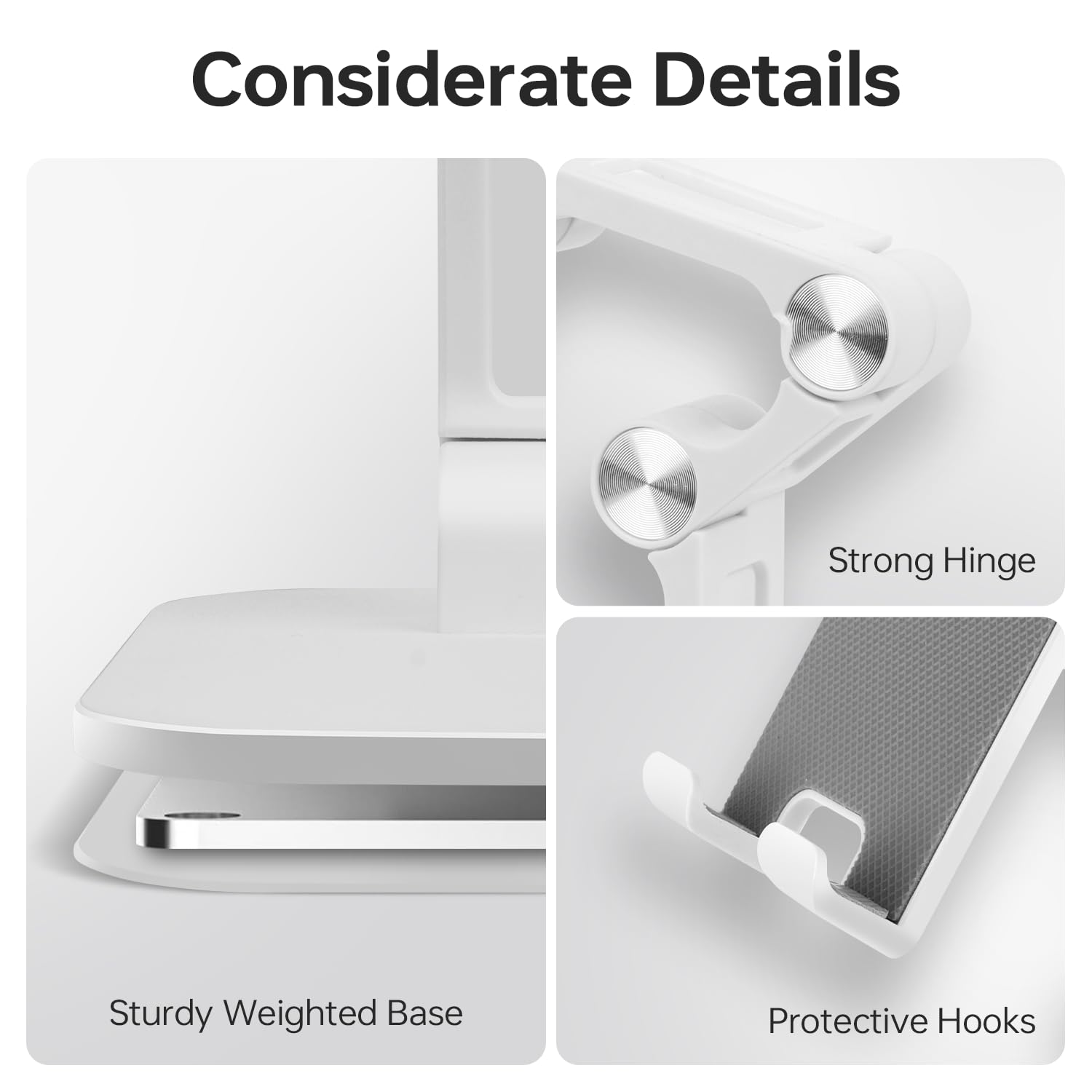 Soporte plegable para teléfono para escritorio, altura y ángulo ajustables, soporte portátil para tableta con base antideslizante para el hogar, la oficina y los viajes, compatible con iPhone