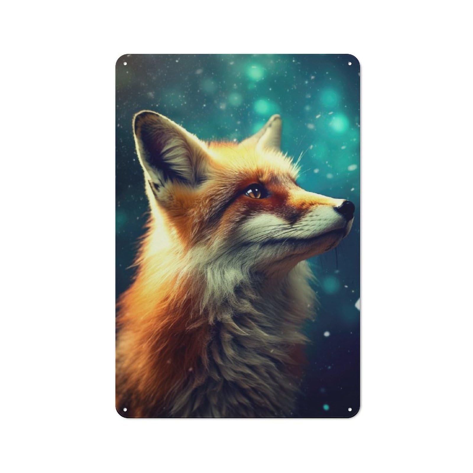 Junmoney Fox Galaxy Industrial-Style Tin Sign 30X20cm For Pub Or Café, Suited To Pub Decor Enthusiasts