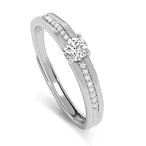 Miniatura 10 de Meissa 925 Stelring Silver Wide Wedding Band for Men Handmade Diamond Ring for Women Matching Promise Rings Size Adjustable Couple Ring Set, Set of