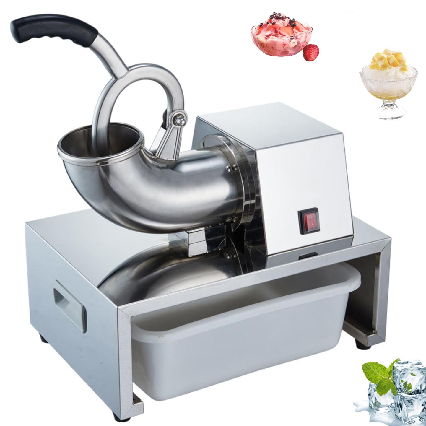 Ice Crusher Elektrisch Rasiert Eismaschine 200kg/h mit Aufbewahrungsbox für Home Bar Restaurant