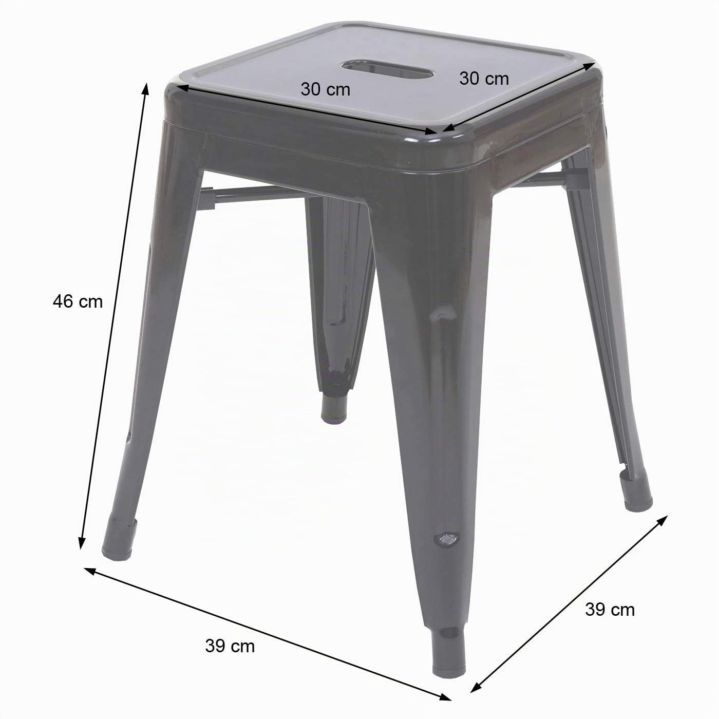 Mendler 4er-Set Hocker HWC-A73 Metall Industriedesign stapelbar - schwarz