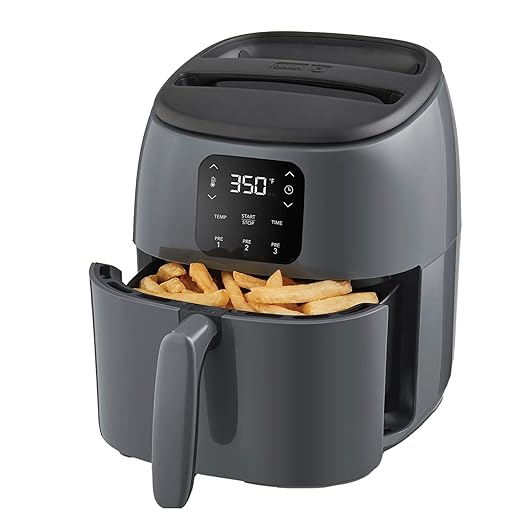 DASH Tasti-Crisp™ Digital Air Fryer with AirCrisp Technology, Custom Presets, Temperature Control, and Auto Shut Off Feature, 2.6 Quart - Cool Grey