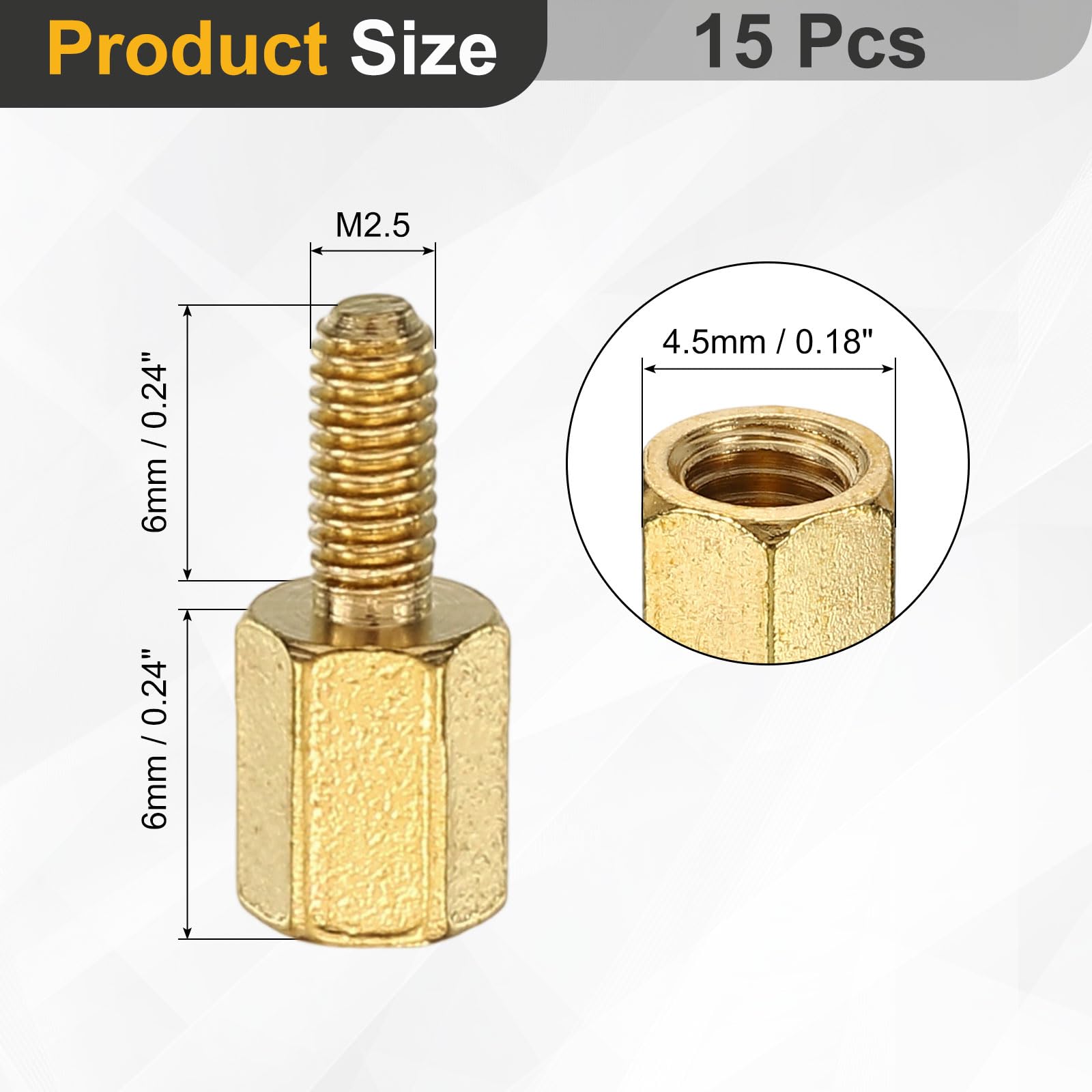 QUARKZMAN 15Pc Distanziali Filettati Maschio-Femmina, M2.5 x 6mm + 6mm Distanziali Esagonali In Ottone Per Scheda Madre PCB Per Drone Quadcopter, Computer E Circuito Stampato