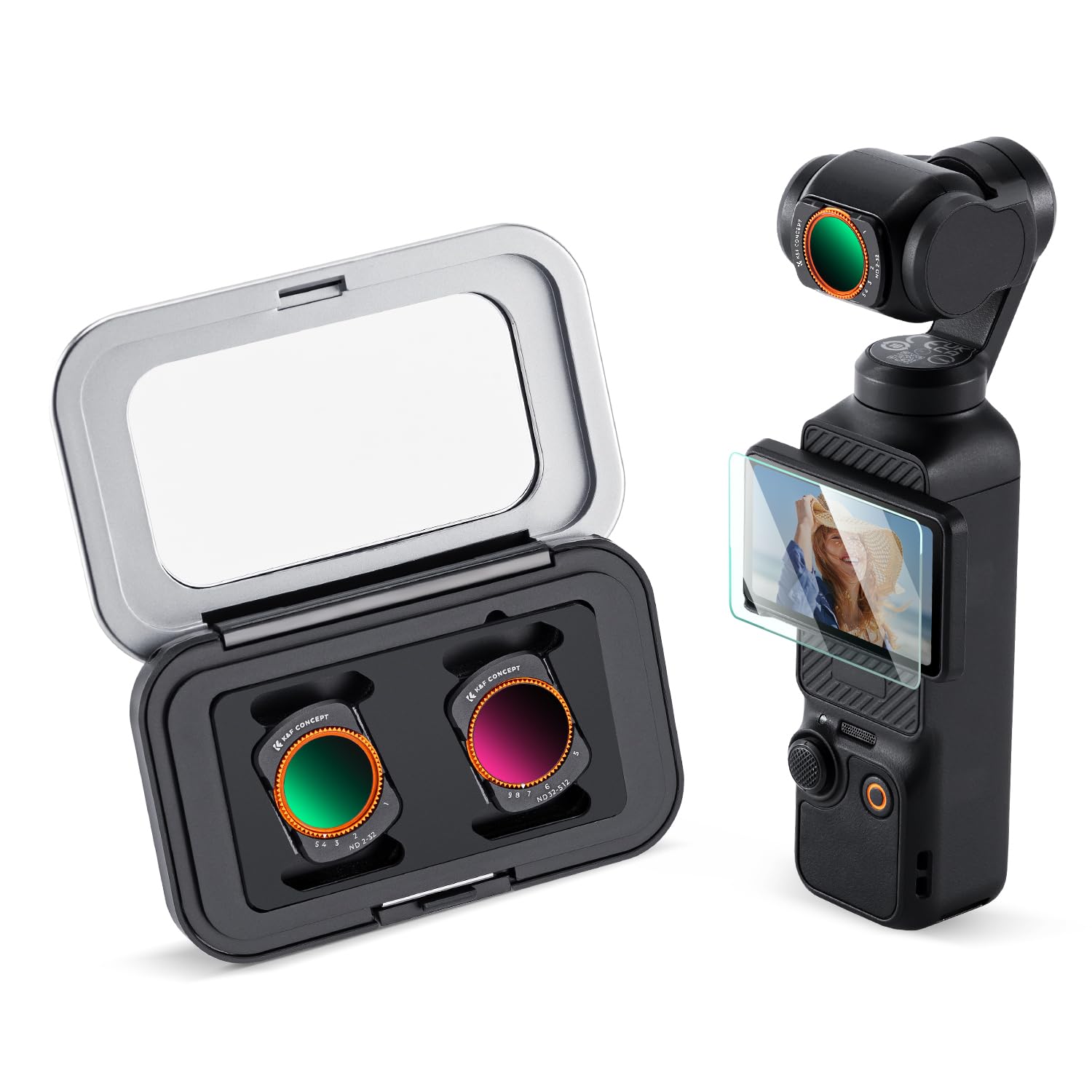 K&F CONCEPT FD161 Kit de Filtros Compatible con dji OSMO Pocket 4/3, ND Variable Filtro ND2-ND32 & ND32-ND512, Filtro Magnéticos Accesorios para Osmo Pocket 4/3 (Marco de Aluminio)