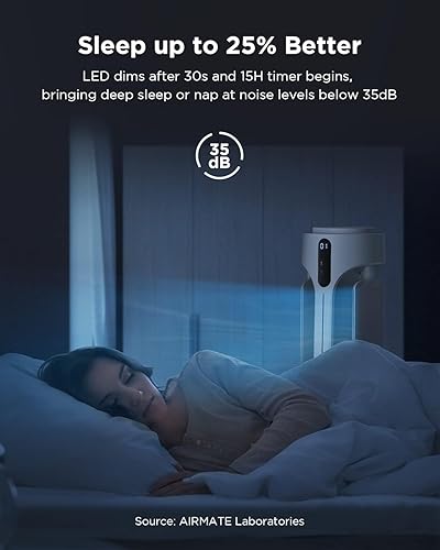 Miniatura 6 de AIRMATE Ventiladores de torre sin aspas con purificador de aire, gran volumen de aire de 1500 CFM, ventilador de pie 2 en 1 de 45 pulgadas para