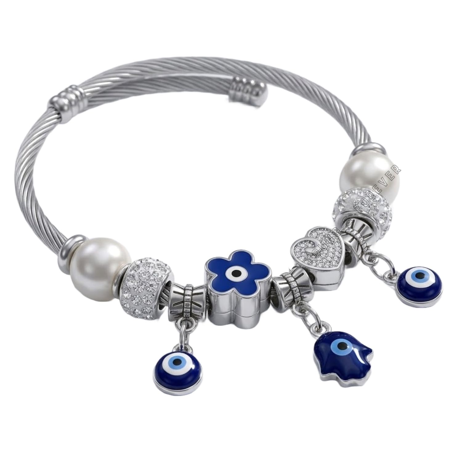 Fashion Jewelry Charm Bracelets for Women & Girls - Rose Gold & Silver Plated Beaded Adjustable Chain with Crystal Charms & Pendants-image-44