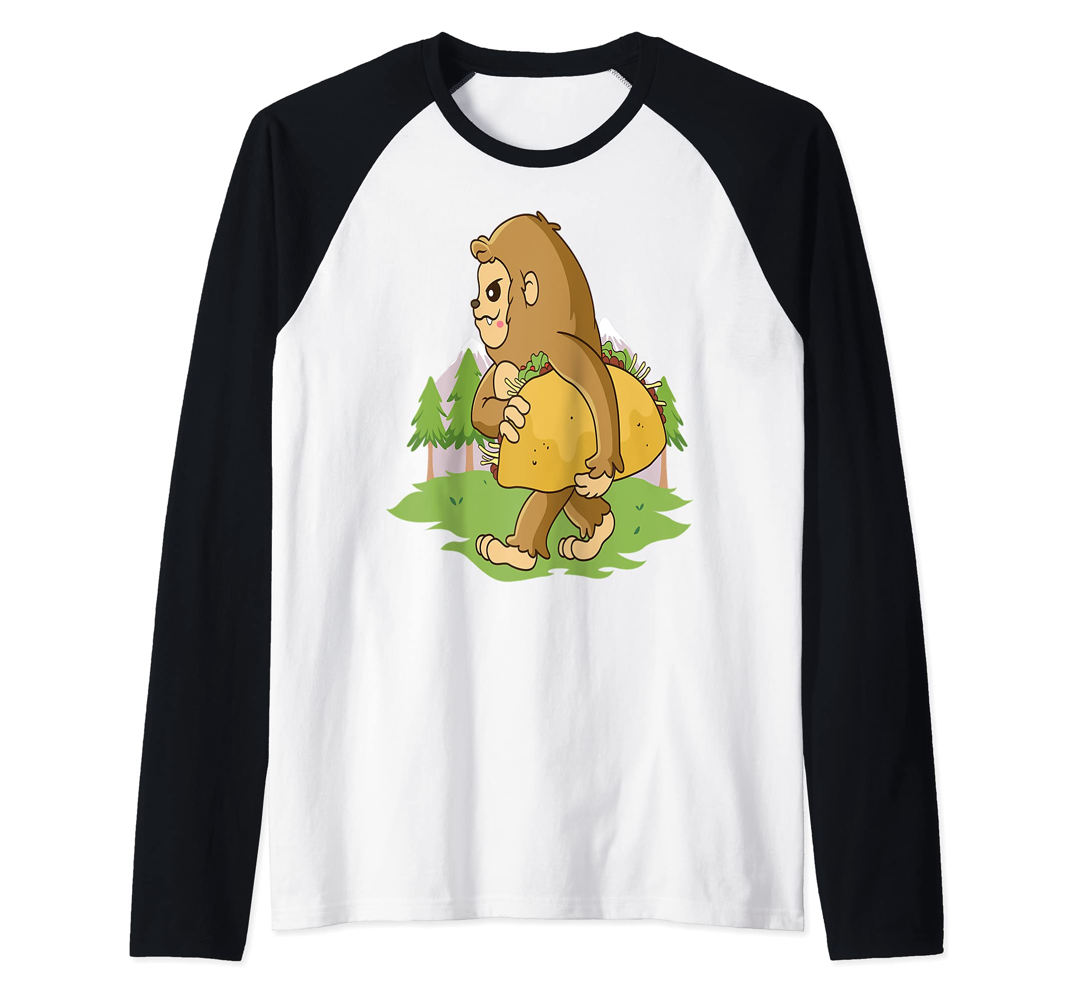 Taco Bigfoots Raglan Baseball Tee, Black