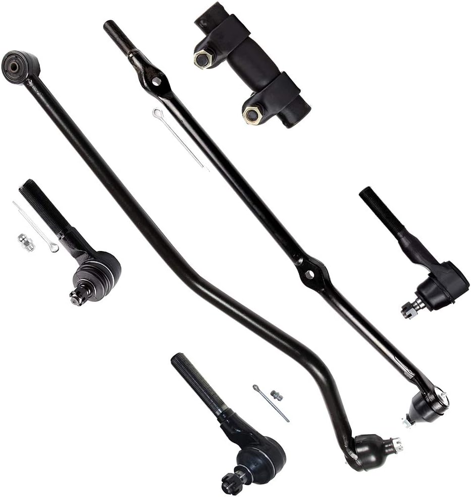SCITOO 6pcs Suspension Kit 2 Front Inner Tie Rod End 1 Outer Tie Rod End 1 Right Side Connecting Rod 1 Tie Rod Adjusting Sleeve 1 Track Bar fit for 1993-1998 for Jeep Grand for Cherokee DS1235