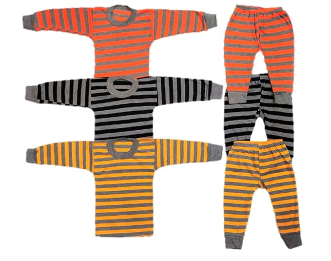 Baby Boys and Girls Unisex Soft Winter Wear Dress Clothing Set | Pack of 3 Full Sleeves T-shirt + 3 Full Lowers Pyjama Pants