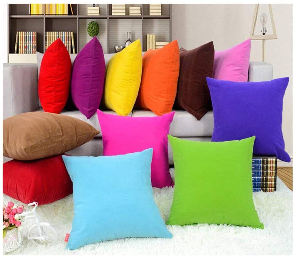 Coliang Rose Red Throw Pillow Case+Pillow Inserts, Colorful Multi-Color Optional Soft Plain Cushion Solid Sofa Office Pillow Cover (,40X40cm(With Insert))