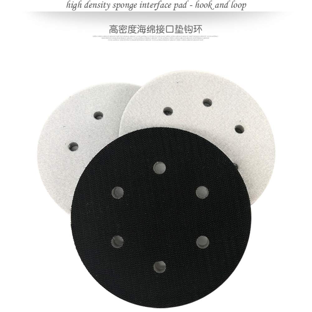 5PCS 6"6-Hole 150mm Almohadilla de interfaz de alta densidad Almohadilla de espuma Almohadilla de pulido Gancho y bucle para amortiguación y protección de piezas de herramientas eléctricas