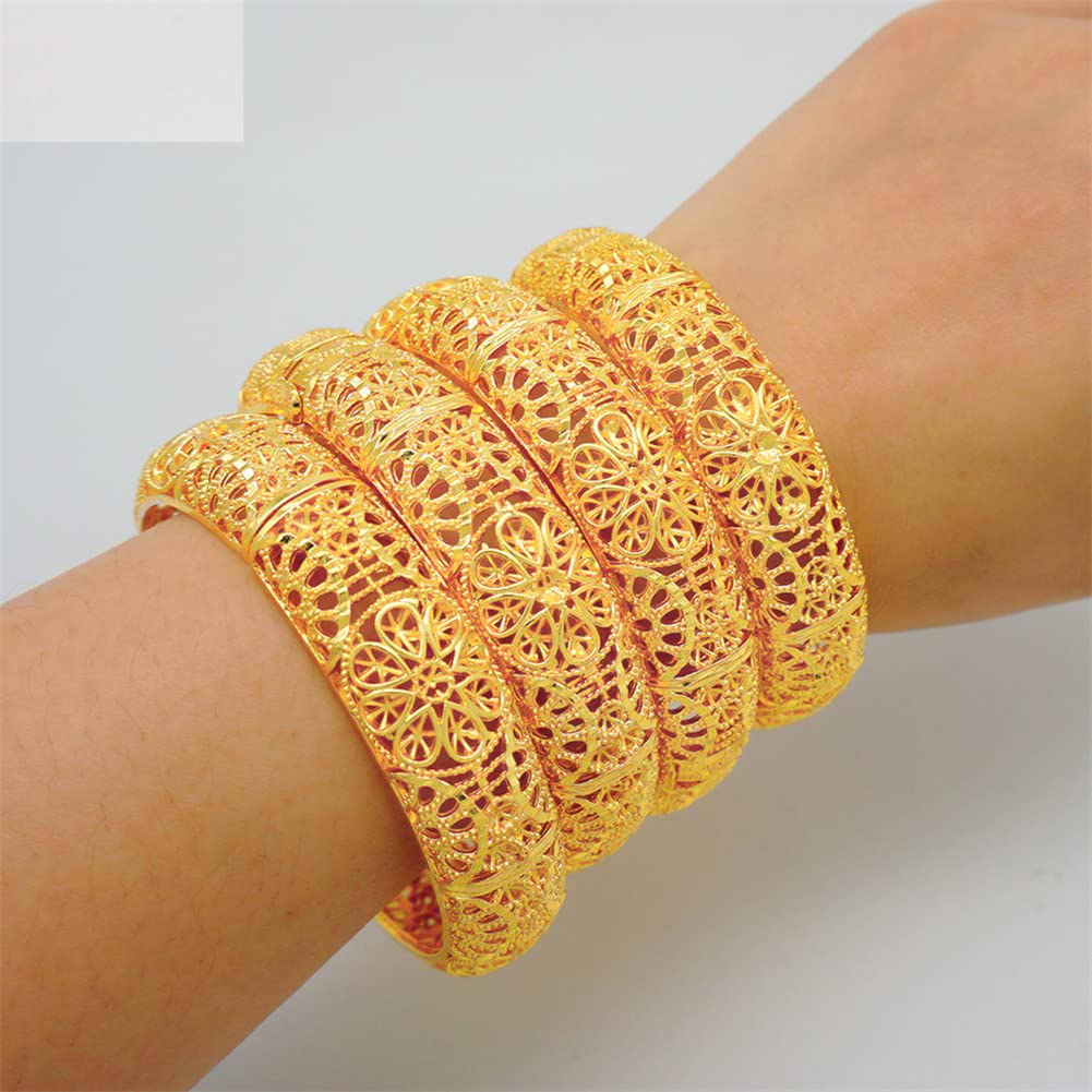 Amazon.com: Gold Color Dubai Wedding Bracelets African Bangle