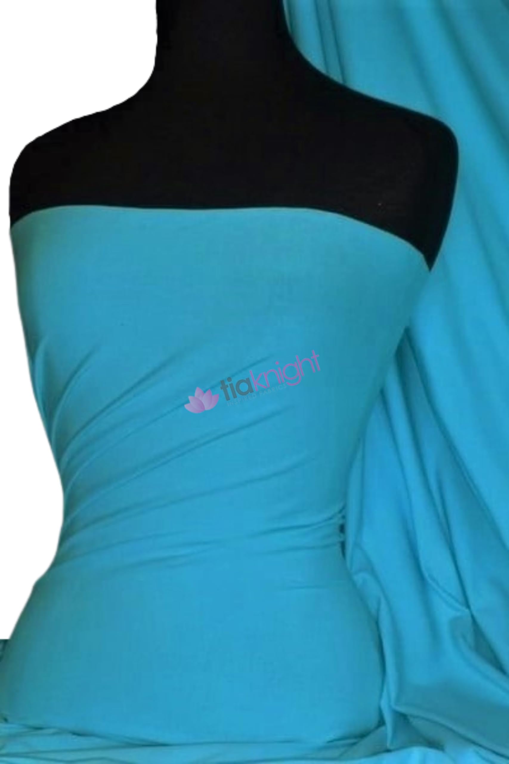 Soft Fine 1x1 Rib 100% Cotton Knit Jersey Fabric | Soft T-Shirt Material | Over 50 Colours | Oeko-Tex Certified | Same Day Dispatch | by Tia Knight (Q61) (Turquoise)