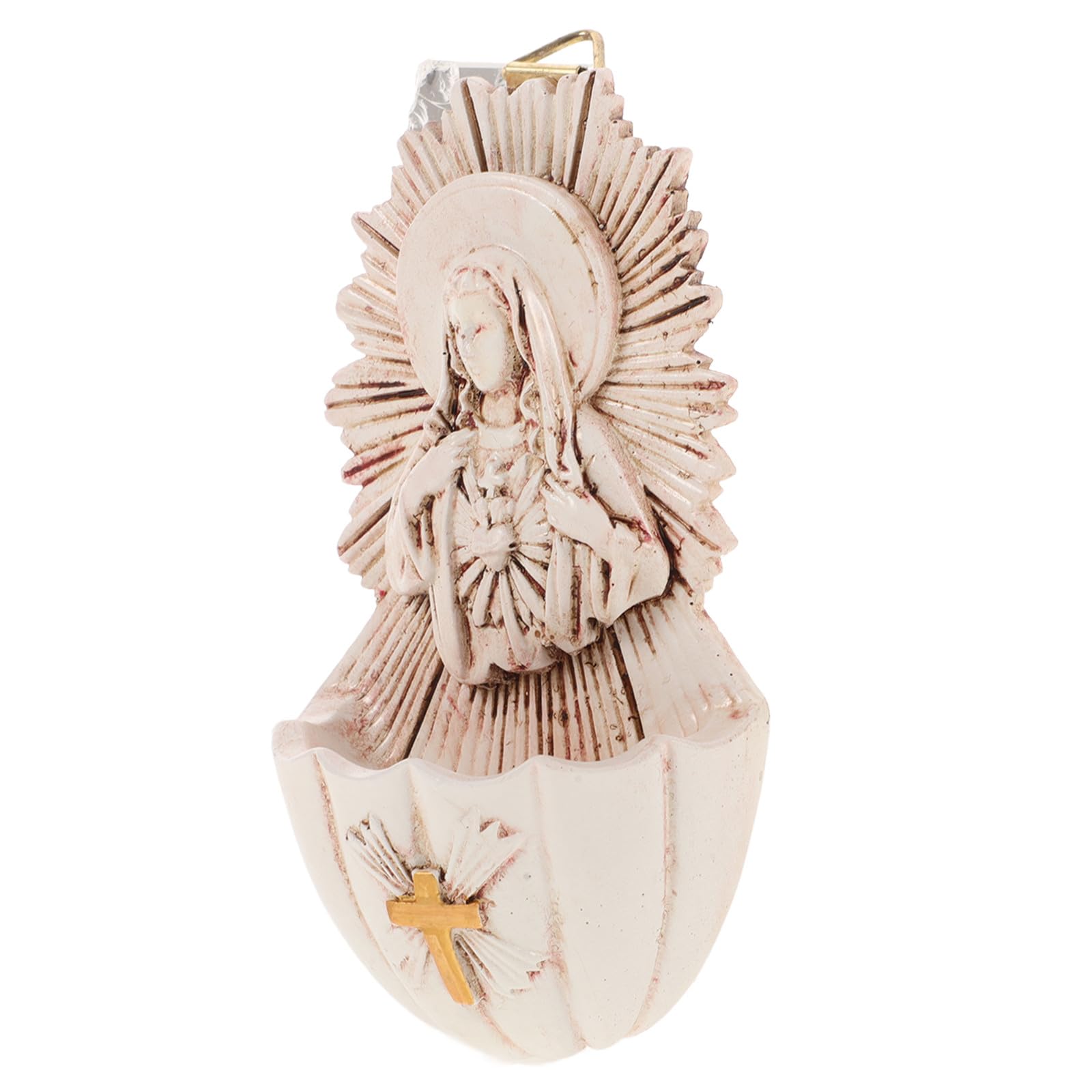 NIYANGLE Holy Water Font Catholic Wall Hanging Decor Resin Material with Elegant and Safe Features, for Church Scene Decor and Wall Decorative Purposes