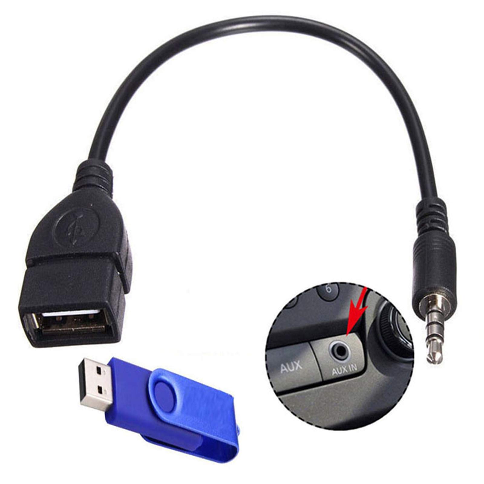 Jack audio AUX maschio da 3,5 mm a USB 2.0 femmina Cavo adattatore convertitore audio AUX per porta Aux per auto