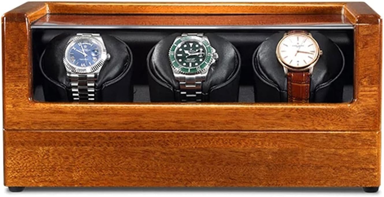 CGCSYZ Luxury Automatic Watch Winder for 3 Watches, Wooden Display Box with Silent Japanese Motor, 5 Rotation Modes, AC/Battery Powered
