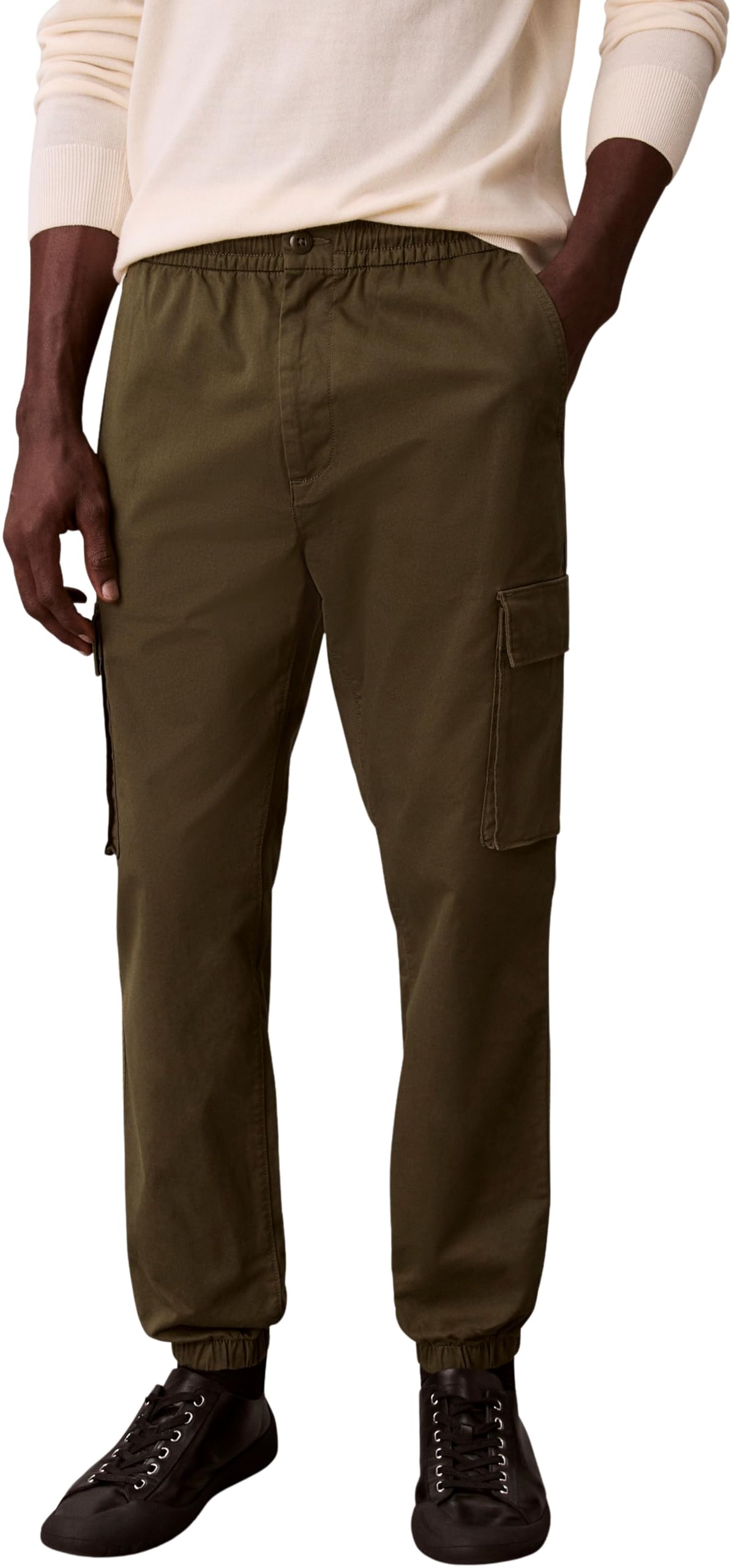 Calvin Klein Men's Skinny Elastic Cotton Cargo Pant LV04RD608G Casual Pants, Beige (Fatigue), M