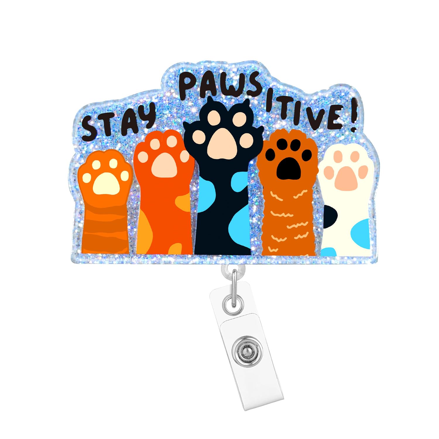 Arakulago Stay Pawsitive Dog Vet Tech Badge Reel Retractable Funny Nurse RN CNA Badge Holder with ID Clip Accessories Nursing Medical Assistant