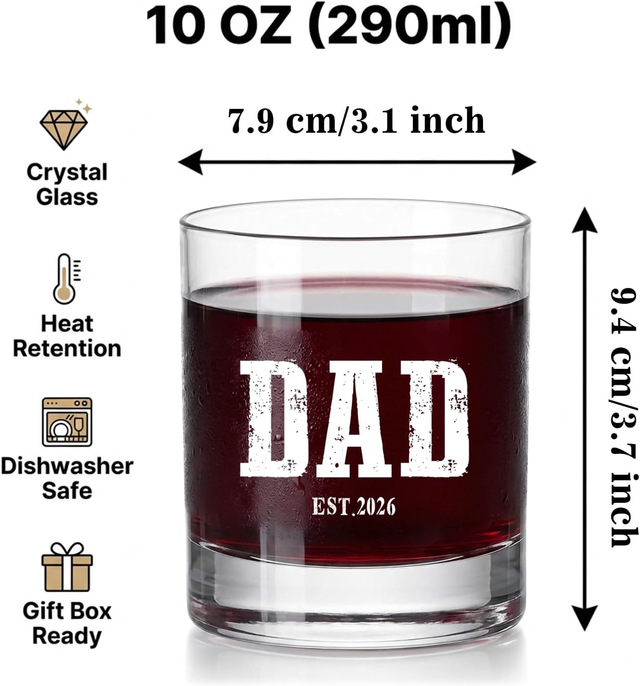Father's Day Gifts for Dad - First Time Dad Gifts, New Daddy Whiskey Glass - Funny Unique Gift for Father from Daughter, Son Christmas & Birthday Gift Ideas for Him, Grandpa, Husband
