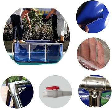 Folding Fish Pond Indoor Free-standing Aquarium, Flexible PVC Canvas Pond Liners with Steel Frame, Viewing Panel, Breeding Water Tank for Koi, Goldfish Outdoor Fish Pond