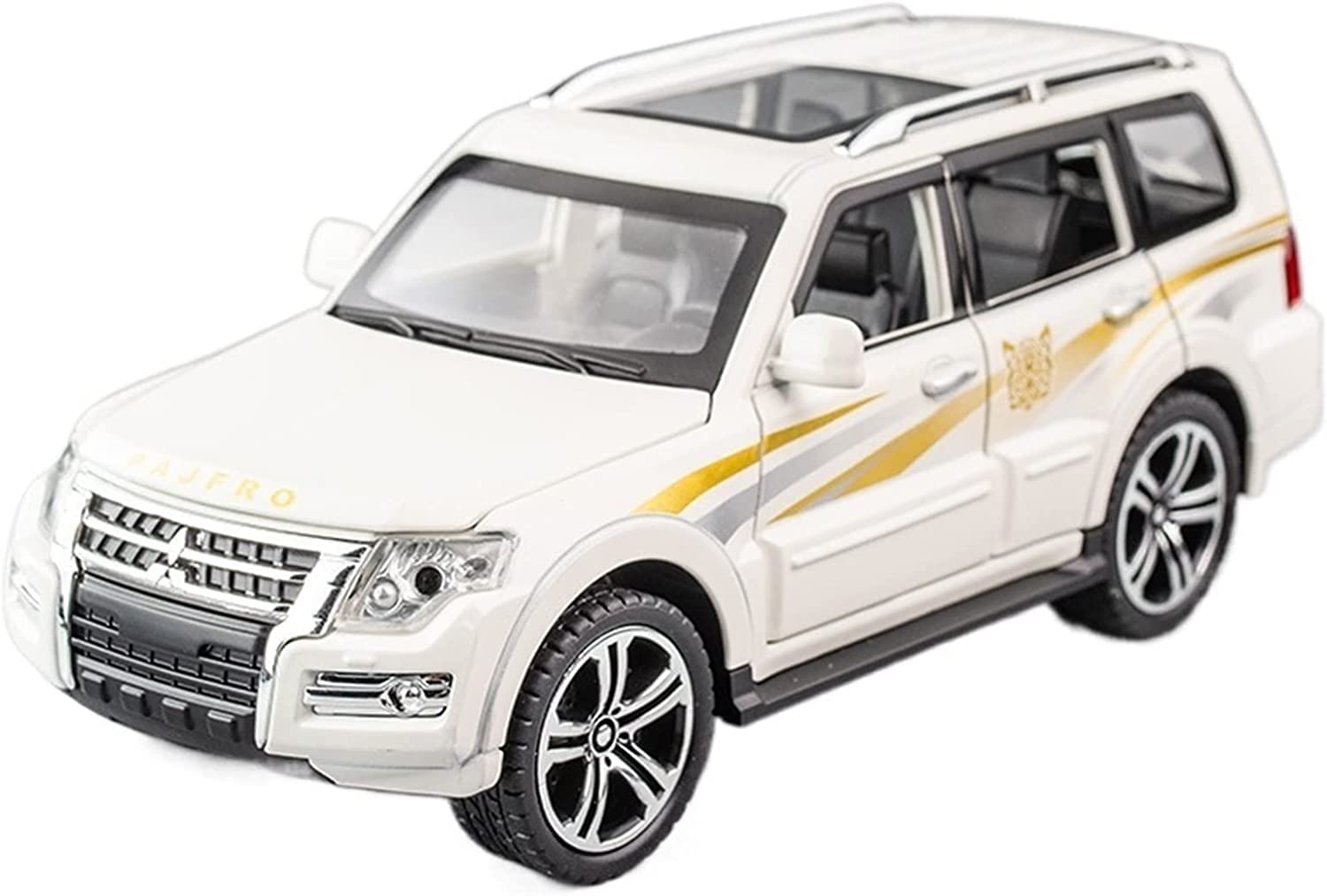 Simulation Alloy Die Cast Mini Car Model Toy Cars 1:32 For Mitsubishi PAJERO SUV Alloy Car Model Diecast Toy Off-road Vehicles Model Collection Sound Light Kids Gift (WHITE)