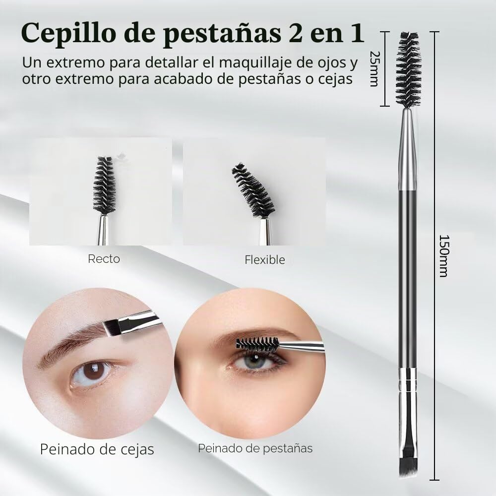 Cepillo para pestañas peine separador herramientas profesionales maquillaje ojos (juego de 3)