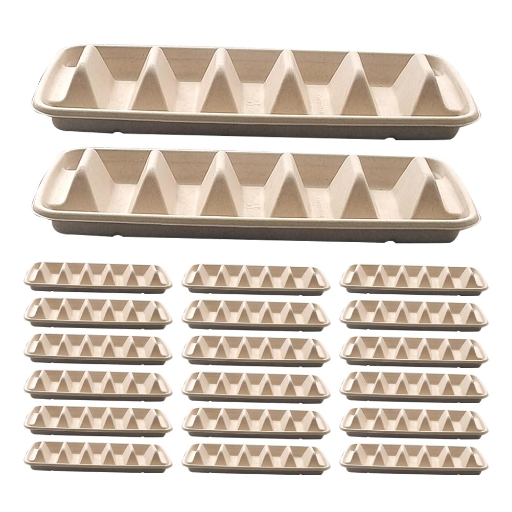 Porta Tacos Desechable de Papel Beige, Soporte para Tacos Ligero y Portátil, Paquete de 25 Piezas Adecuado para Reuniones y Comidas Rápidas