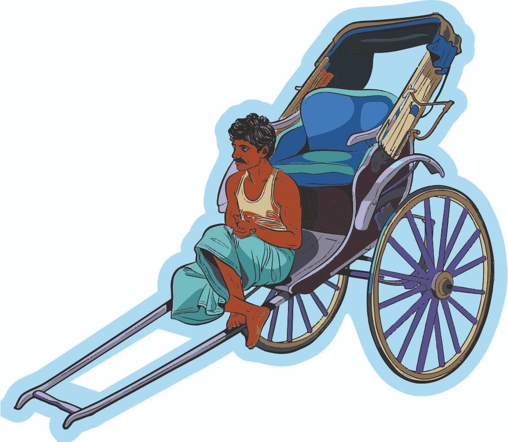 Skywalk India Souvenir Wooden MDF Rickshawala Fridge Magnet (Multicolour) PBS-M-651