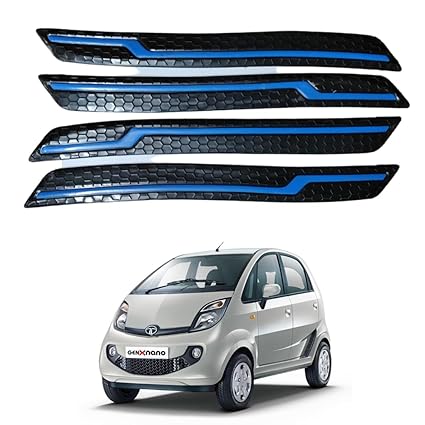 Autokaar Car Front and Rear Silicon Bumper Corner Guard Protector Dual Tone Black Blue Universal for Tata Nexon/Punch/Tiago/Altroz/Harrier/Safari/Tigor/Indica/Sumo/Hexa/Harrier/Nexon EV - Set of 4