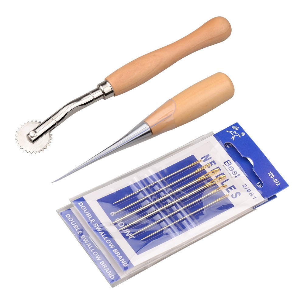 Antkits Leather Factory Hand Tools Kits, Spacer Embossing System Set, Stitching Awl, and Big Eye Sewing Needles