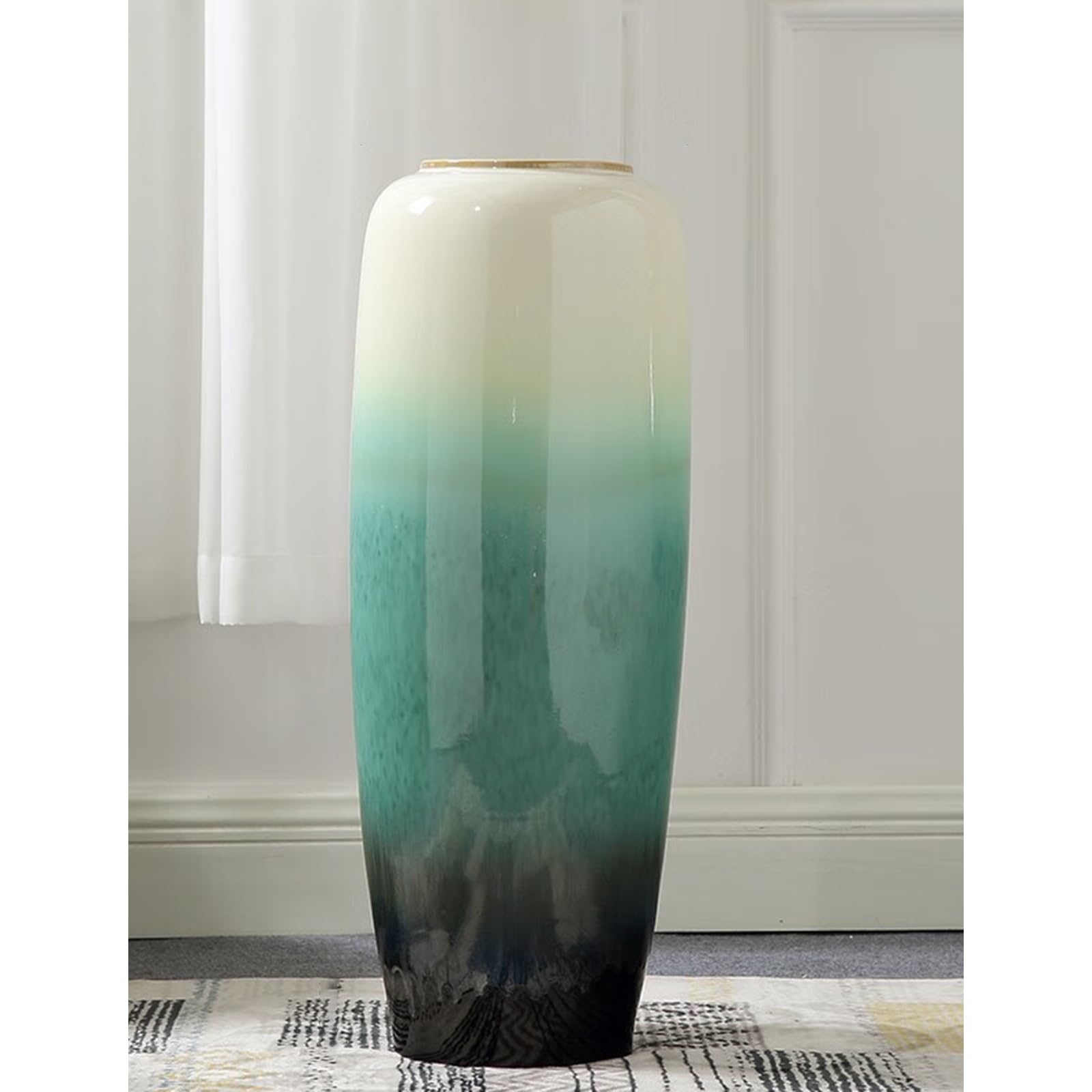 asdchZen Large Floor Vase, 27" Tall Flower Vase, Ceramic Decorative Vase For Living Room Modern Home Decor Bedroom Office Décor,Green-30inch